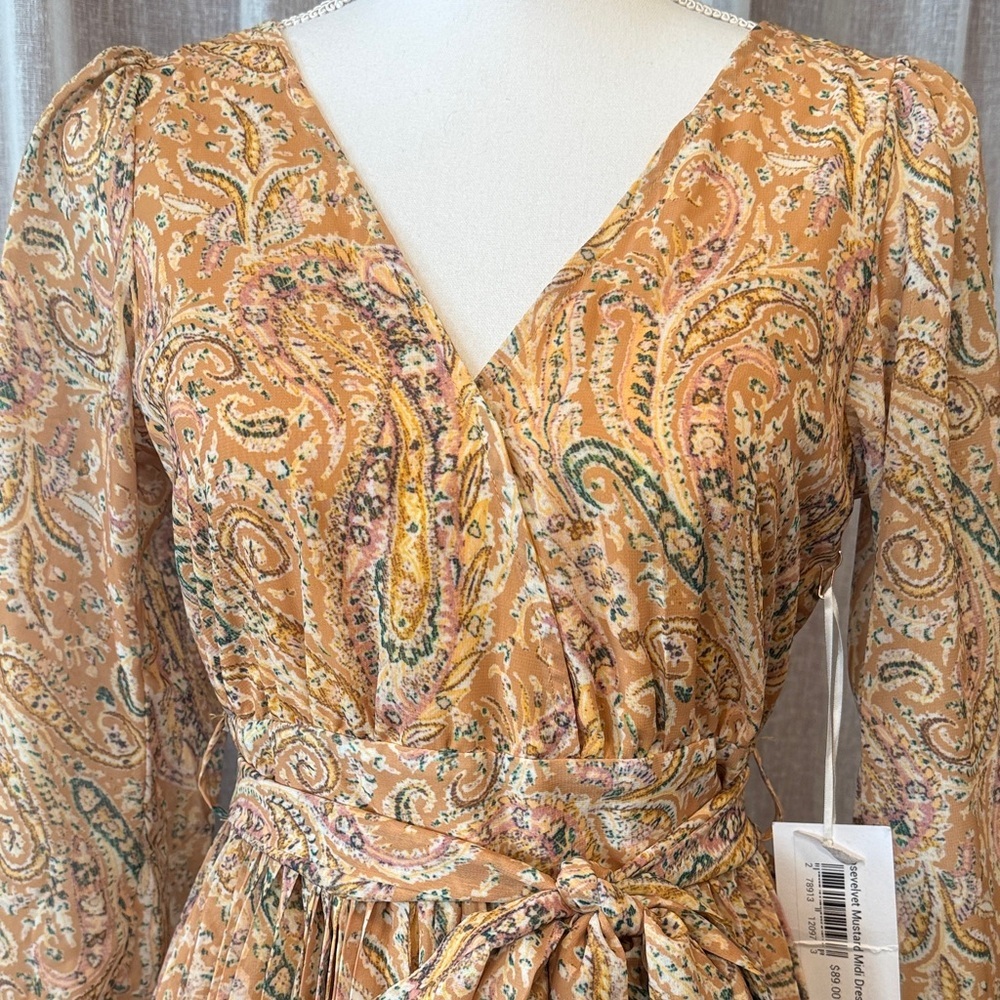 NWT Rose & Velvet Mustard Paisley Dress - Size S - Picture 3 of 16